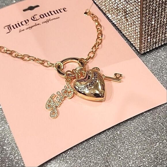 Juicy Couture Logo Heart & Key Charm Necklace - Picture 6 of 7